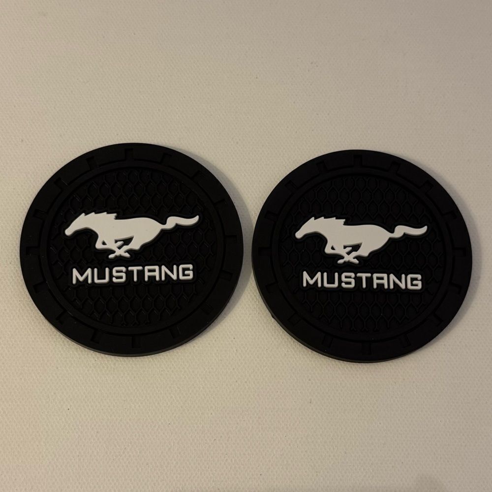 Mustang Car Cup Coasters in Black Set of 2 NWT